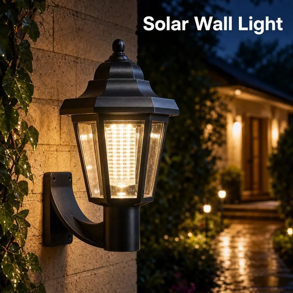 Retro Solar Wall Light IP66 Waterproof Outdoor Garden Lamp