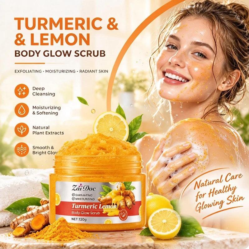 Turmeric Lemon Body Scrub – Natural Sea Salt Exfoliator 4/9 Pk