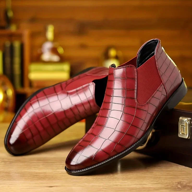 LEDP Men's Pointed-Toe Chelsea Boots – Slip-On Dress Ankle Boot