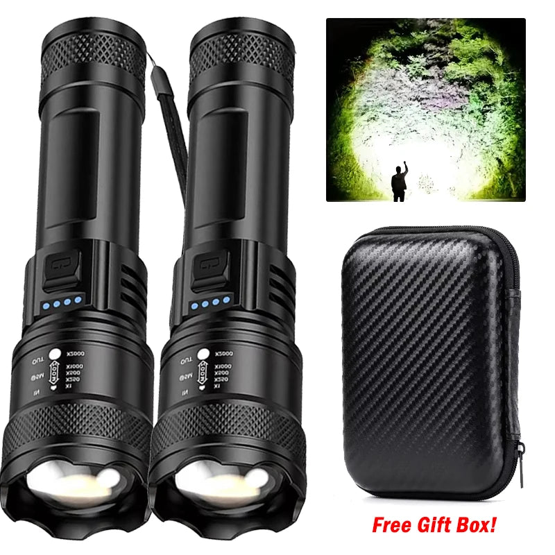 USB Rechargeable Zoomable LED Tactical Flashlight – 3000m Range