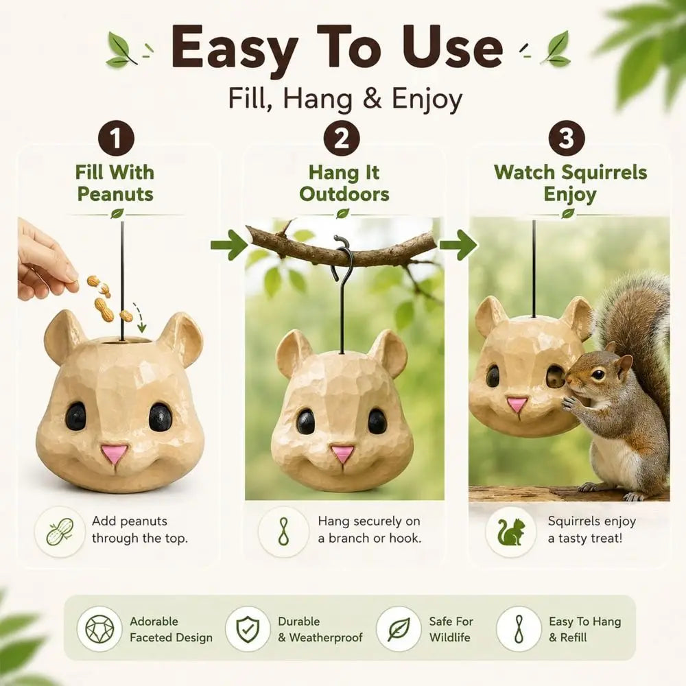 Dinosaur Squirrel Head Feeder – Colorful Plastic Garden Ornament