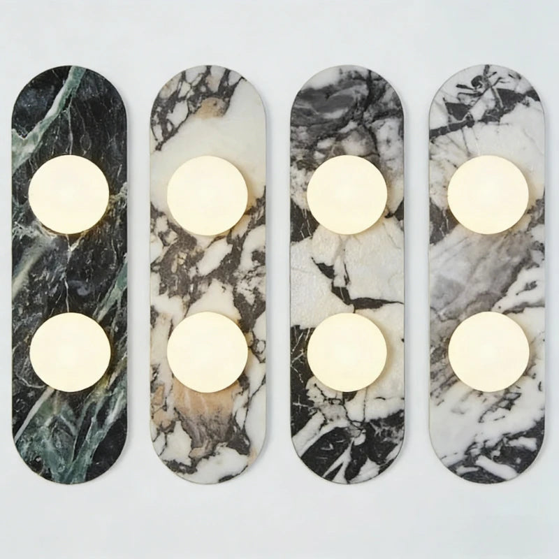White Marble LED Wall Sconce – Wabi Sabi Stone Wall Lamp