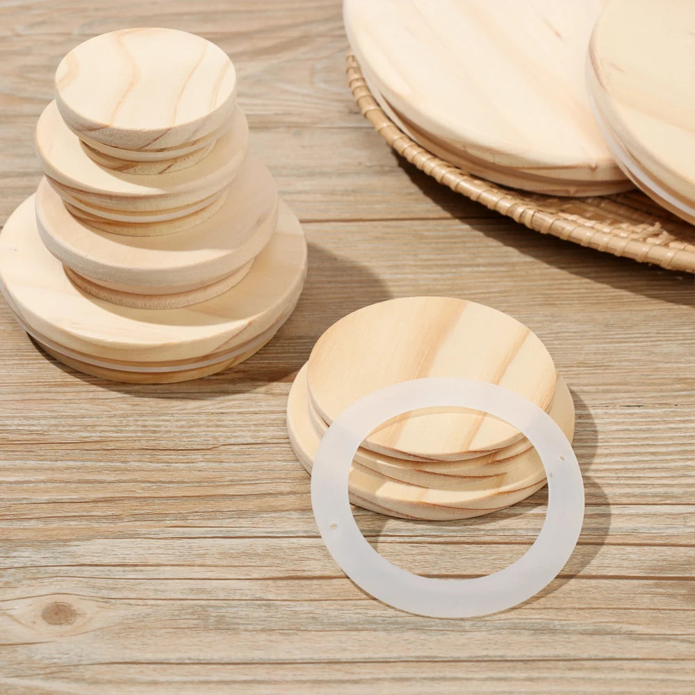 Wood Mason Jar Lids – Wide Mouth Canning Covers 7 Sizes
