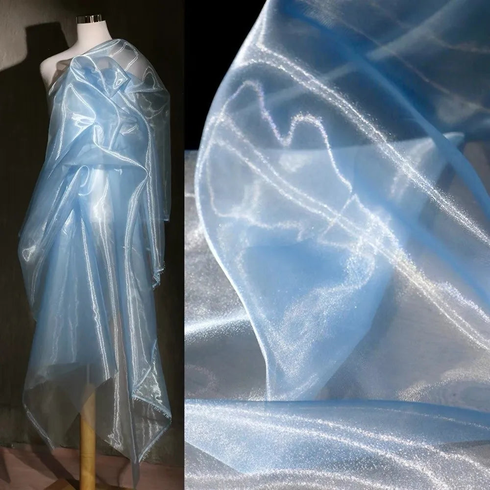 Crystal Organza Fabric – Glossy Sheer Mesh Cloth 1m × 1.5m