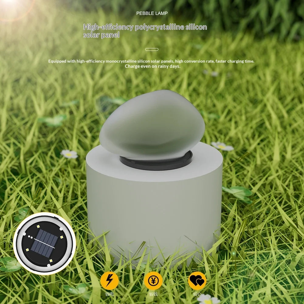 Solar Pebble Garden Lights – Waterproof Fake Rock Pathway Lamp
