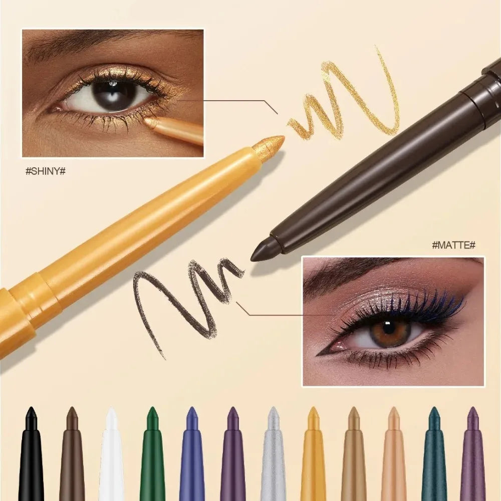 Waterproof Gel Eyeliner Pencil – Matte & Shimmer, 10 Colors