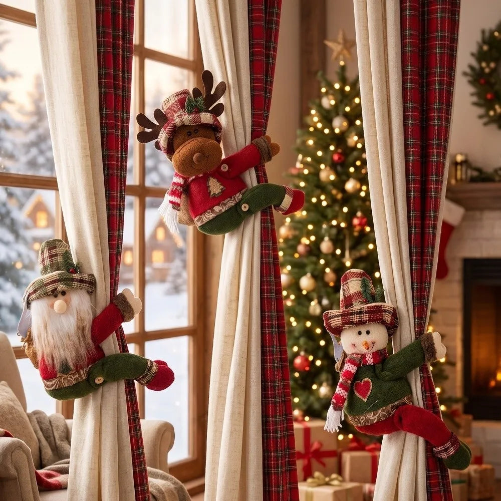 Cartoon Christmas Curtain Tieback Clamp – Plush Holiday Fastener