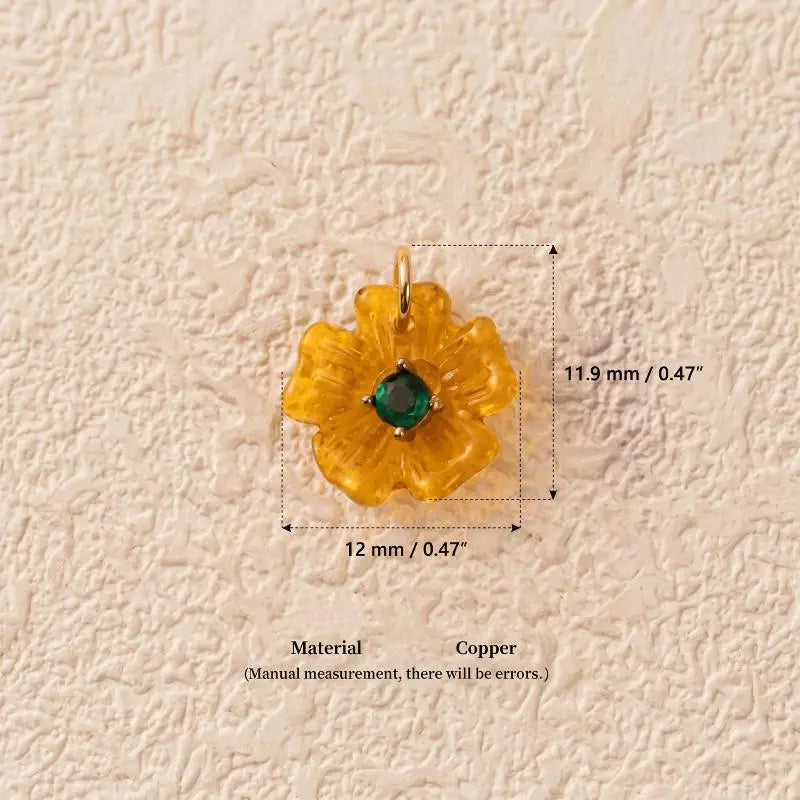 Resin Flower Zircon Charm Pendant – Colorful DIY Jewelry