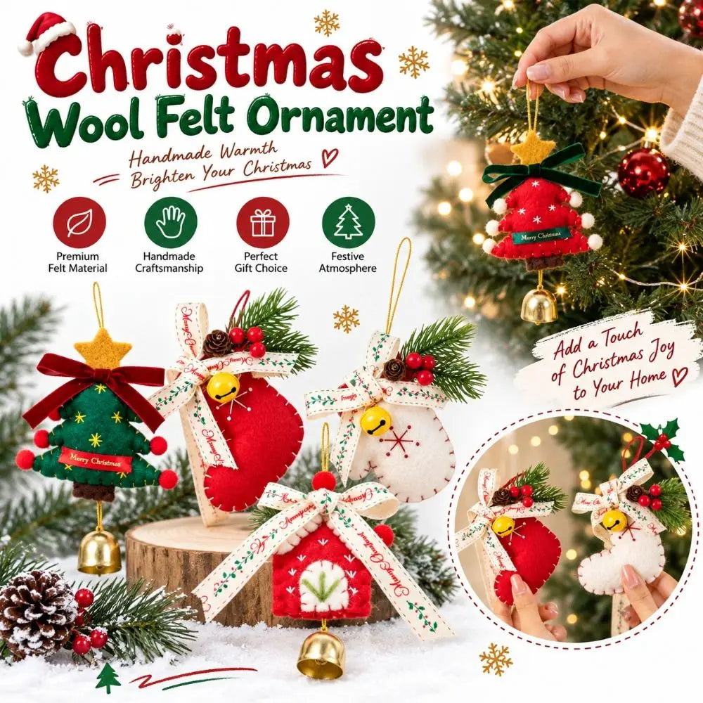 Retro Felt Christmas Ornaments – Glove, Boot & Tree Pendants