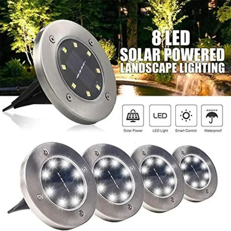 Solar LED In-Ground Garden Lights – IP65 Waterproof, 12 LEDs