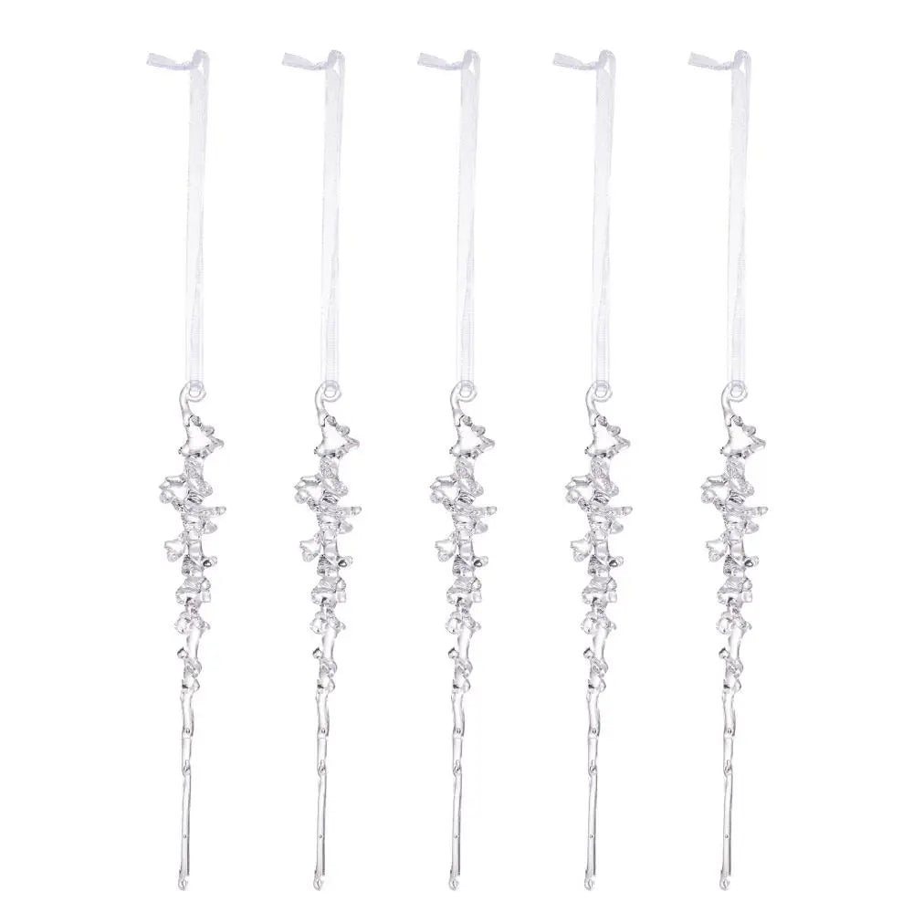 5-Pack Clear Acrylic Christmas Hanging Pendants | Star Snow Beads