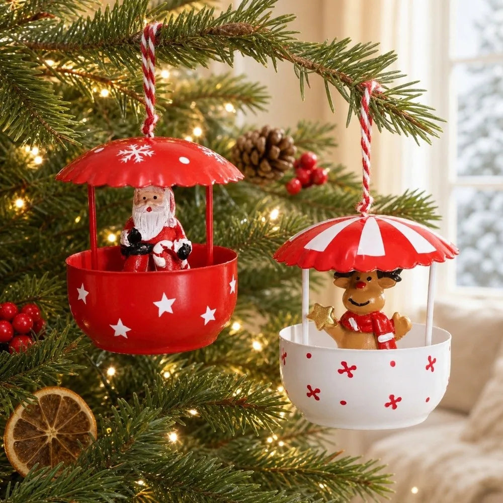 Resin & Iron Santa Claus Hanging Christmas Ornament Pendant