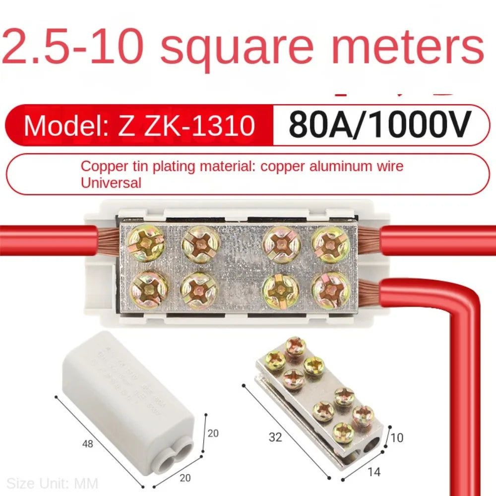 T-Type Branch Terminal Block 40A 400V Brass Wire Connector