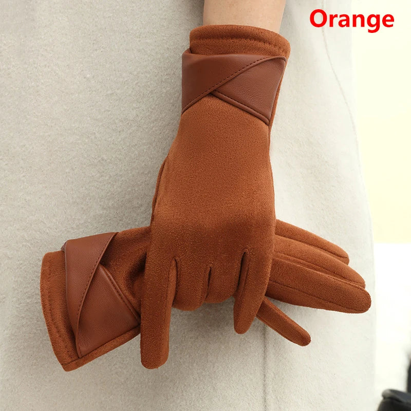 Women's Suede Touchscreen Winter Gloves – Warm Driving Gloves