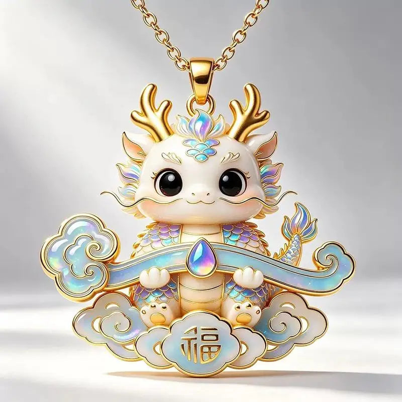 Nine-Tailed Fox Enamel Pendant Necklace | Chinese Mythology
