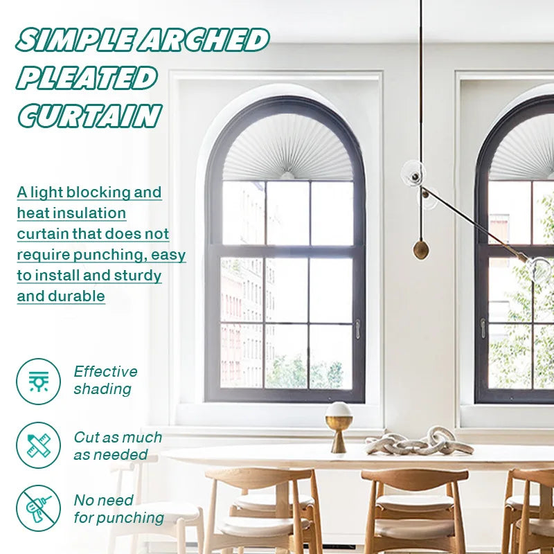 Arched Window Pleated Blind – Cut-to-Size Light Filtering & Blackout