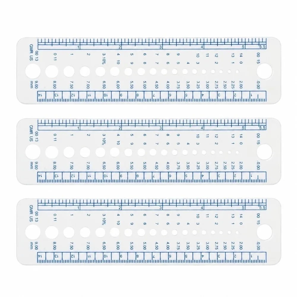 3-Pack Knitting Needle Gauge Ruler & Circle Template Set