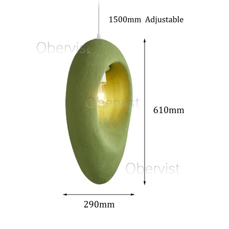 Wabi Sabi Mango Pendant Lamp – Green E27 LED Chandelier