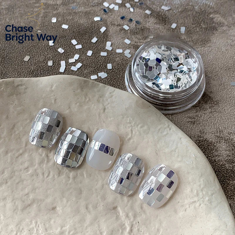 Square Silver Nail Glitter Sequins – DIY Nail Art Decoration