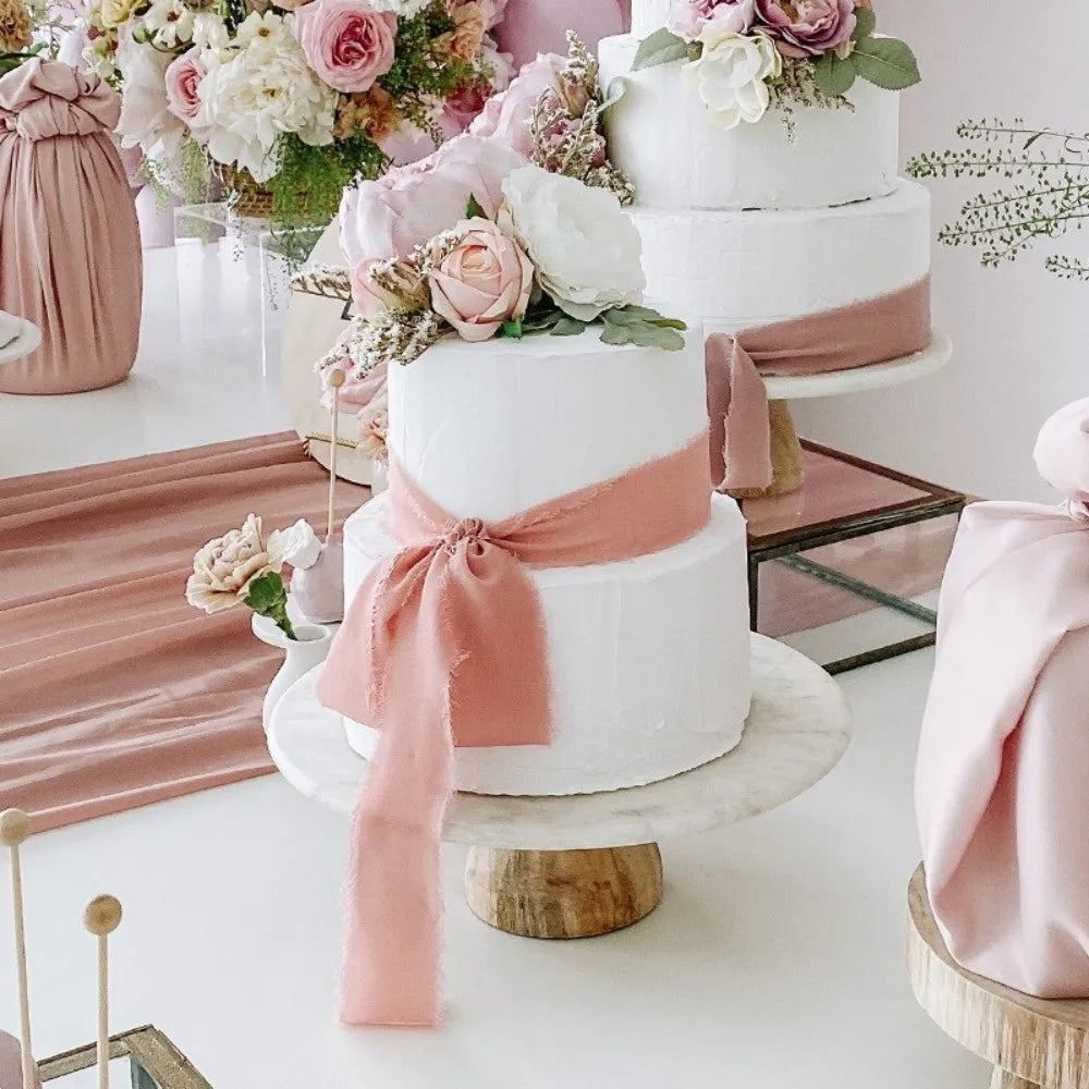 3-Roll Fringe Chiffon Ribbon – 5m DIY Wedding & Craft Décor