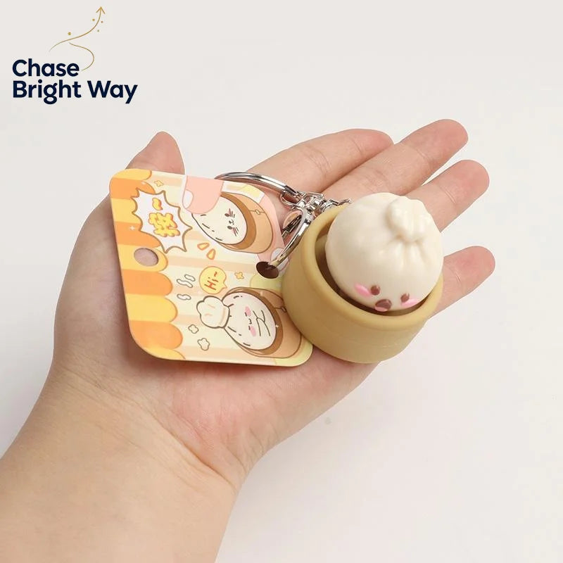 Mini Steamed Bun Squeeze Keychain Fidget Pendant – 2-Pack