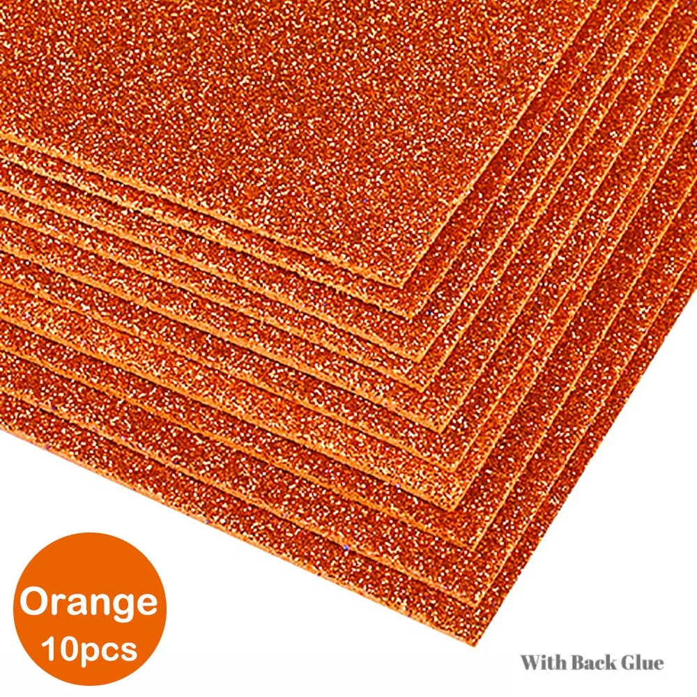Self-Adhesive Glitter EVA Foam Paper A4 – 10-Pack Craft Sheets