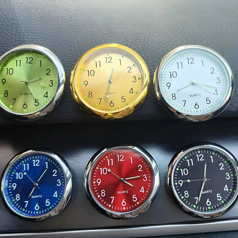 Mini Luminous Quartz Car Clock – Stick-On & Air Vent Mount
