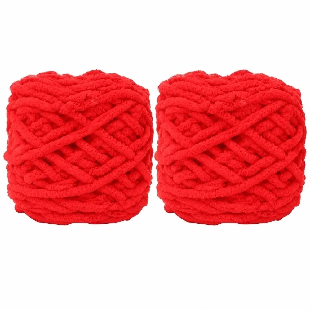 2-Pack Red Chunky Chenille Yarn – Super Bulky Knit & Crochet
