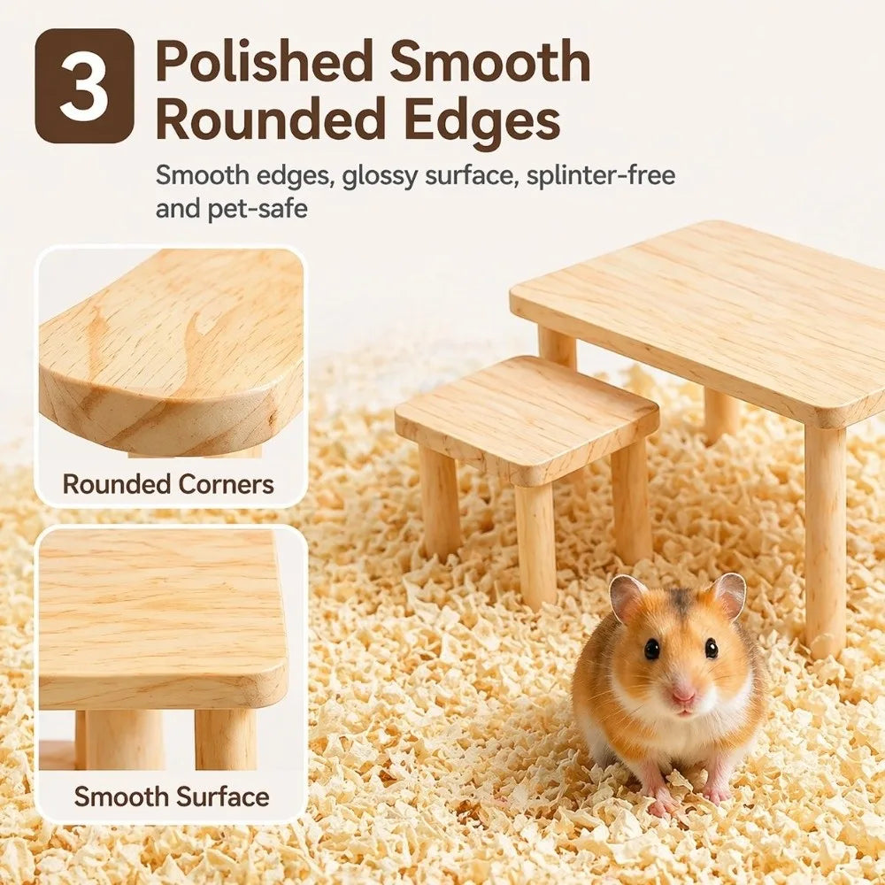 Wooden Hamster Climbing Platform | Small Pet Activity Stand