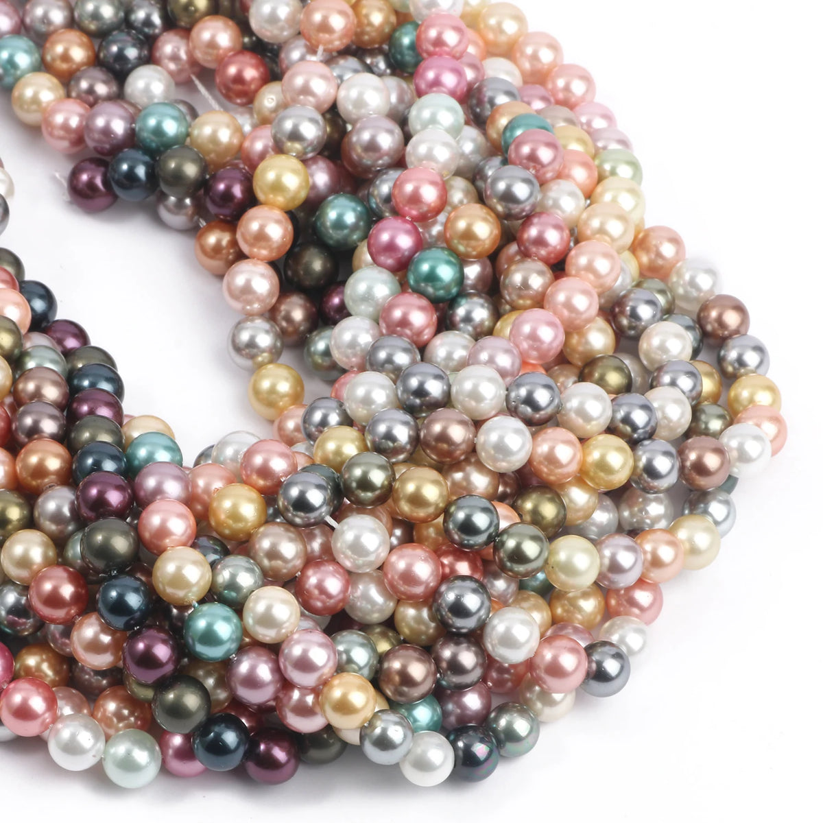 Multicolor Round Shell Pearl Beads for DIY Jewelry Making 6–12mm