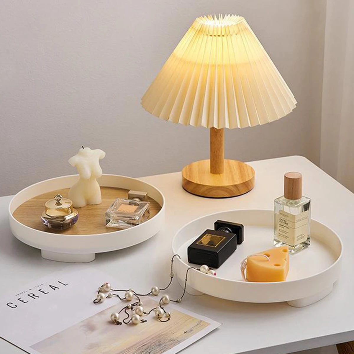 Minimalist Round Wooden Tray – Jewelry & Home Storage