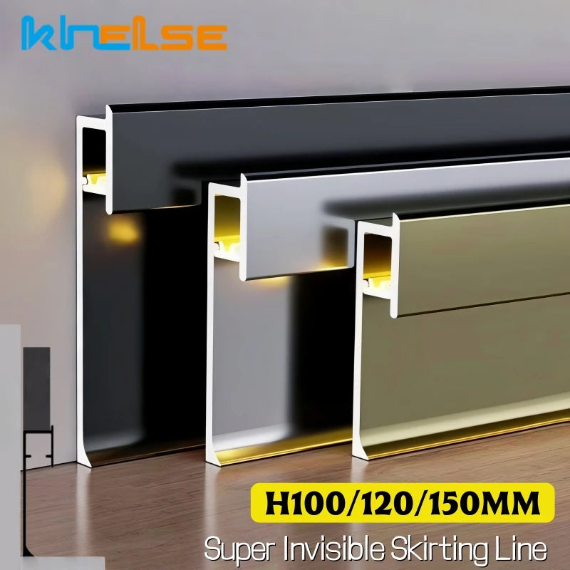 Ultra-Thin Recessed LED Skirting Baseboard Aluminum Profile 150mm