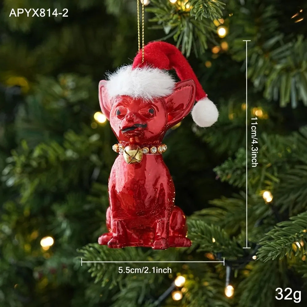 Red Novelty Christmas Ornaments – Glossy Plastic Hanging Pendants