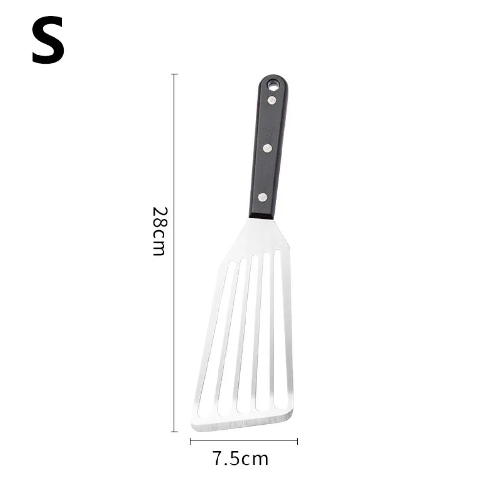 Stainless Steel Slotted Fish Spatula – Wooden Handle BBQ Turner