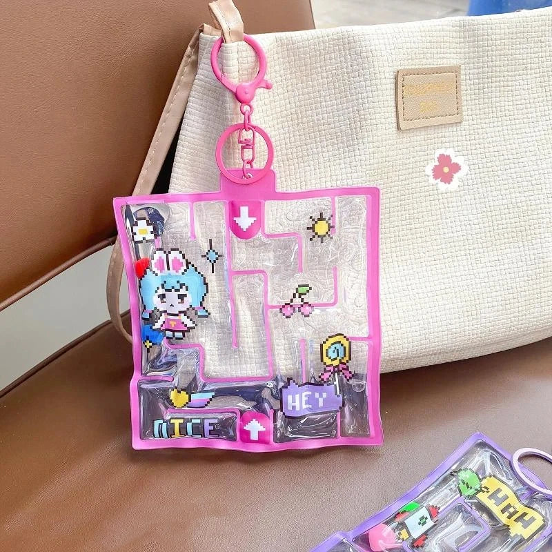 Water Bag Maze Squeeze Fidget Toy with Keychain | Backpack Pendant