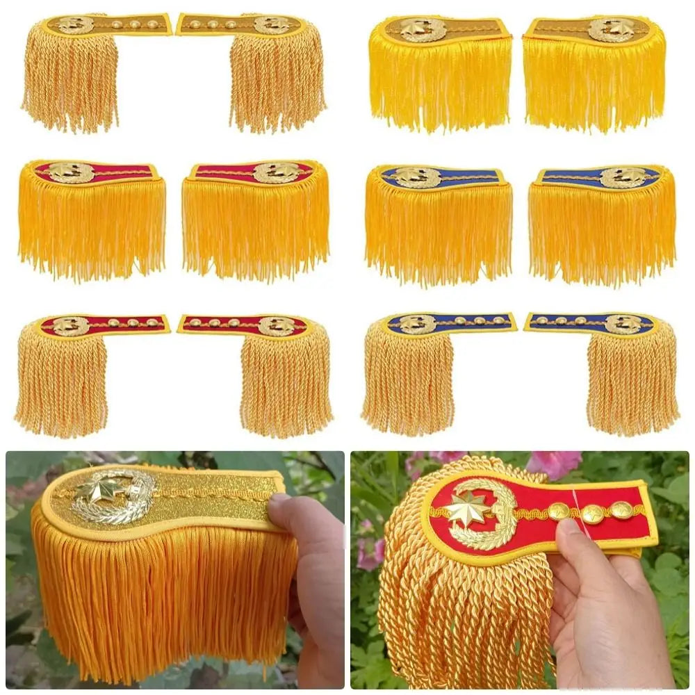 Tassel Fringe Epaulettes Shoulder Pad Brooch with Buckle – 1 Pair
