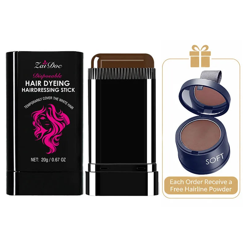 ZaiDoc Hair Dye Stick & Hairline Powder – Gray Coverage Set