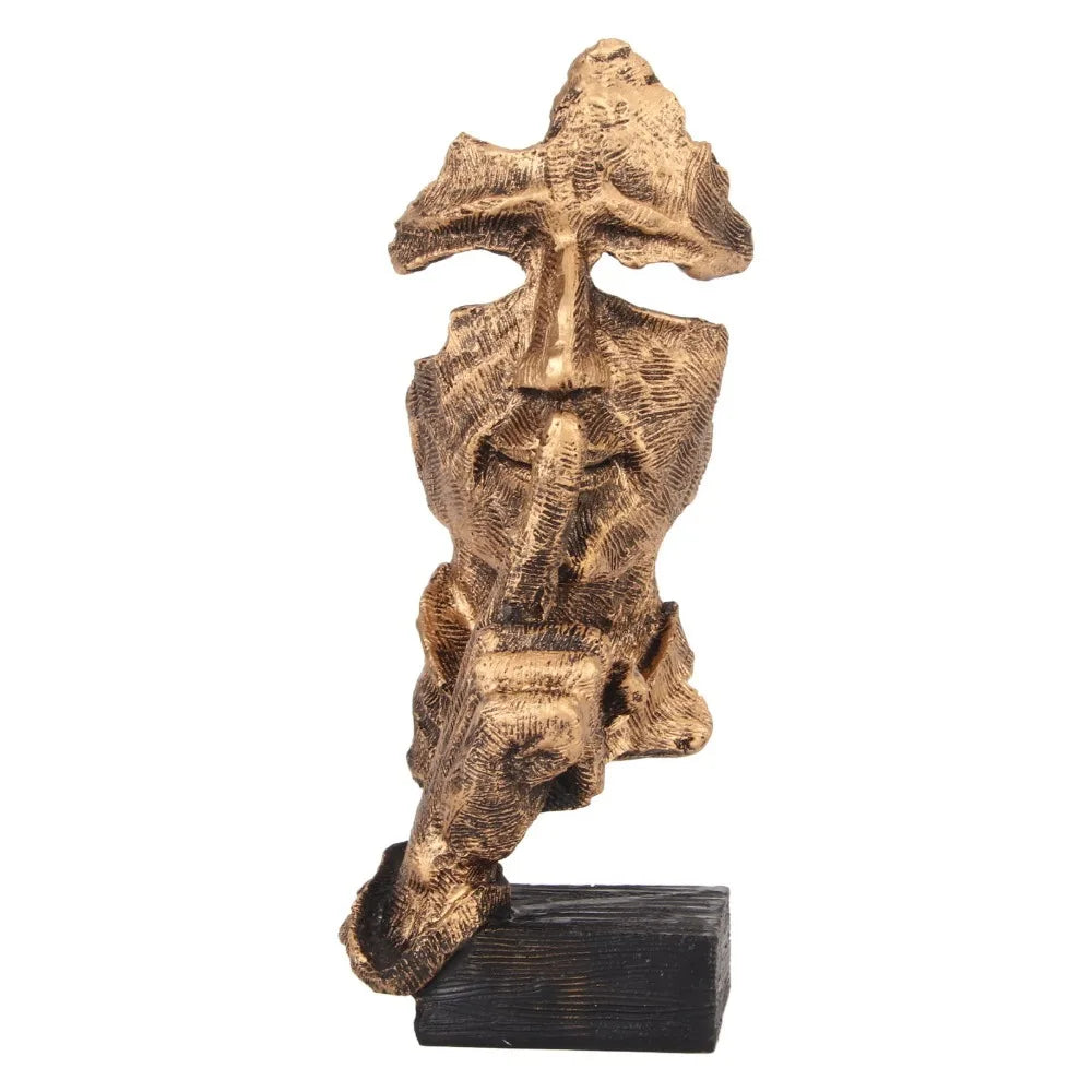 Silence Is Gold Antique Resin Abstract Figurine Statue 17cm