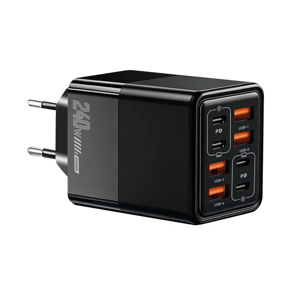 8-in-1 240W USB-C Fast Wall Charger | 4PD+4USB Multi-Port