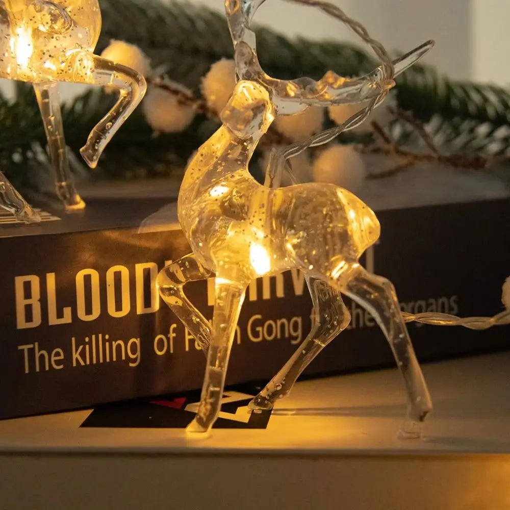 3D Reindeer LED String Lights 1.5m Battery Powered Indoor