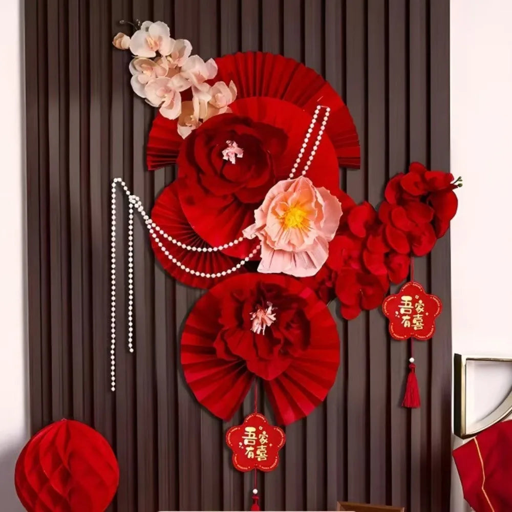 Chinese New Year Paper Flower Backdrop – DIY Red Spring Decor