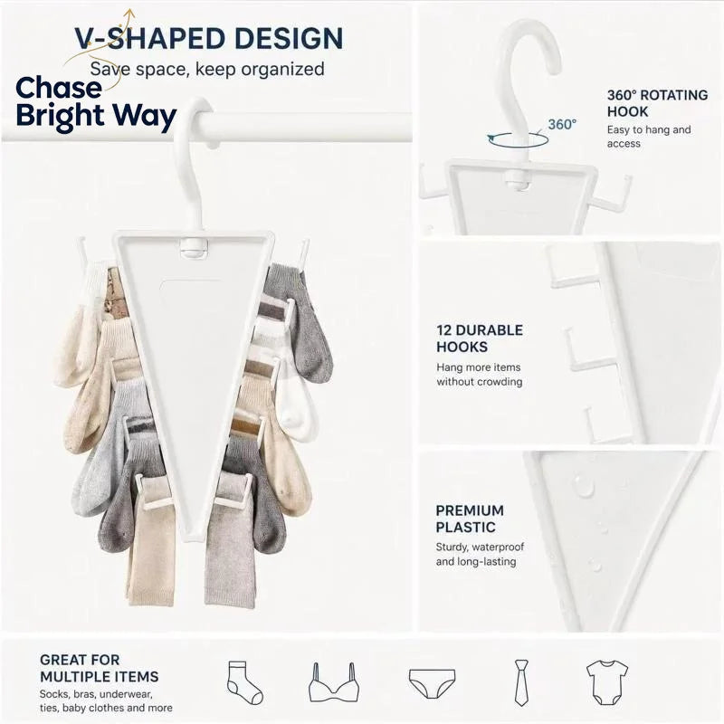 V-Shape 10-Hook Closet Hanger Organizer – Space-Saving