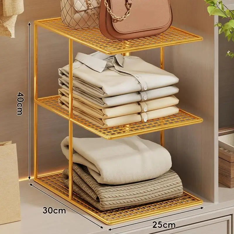 Stackable Metal Mesh Shelf – Multi-Tier Closet Organizer