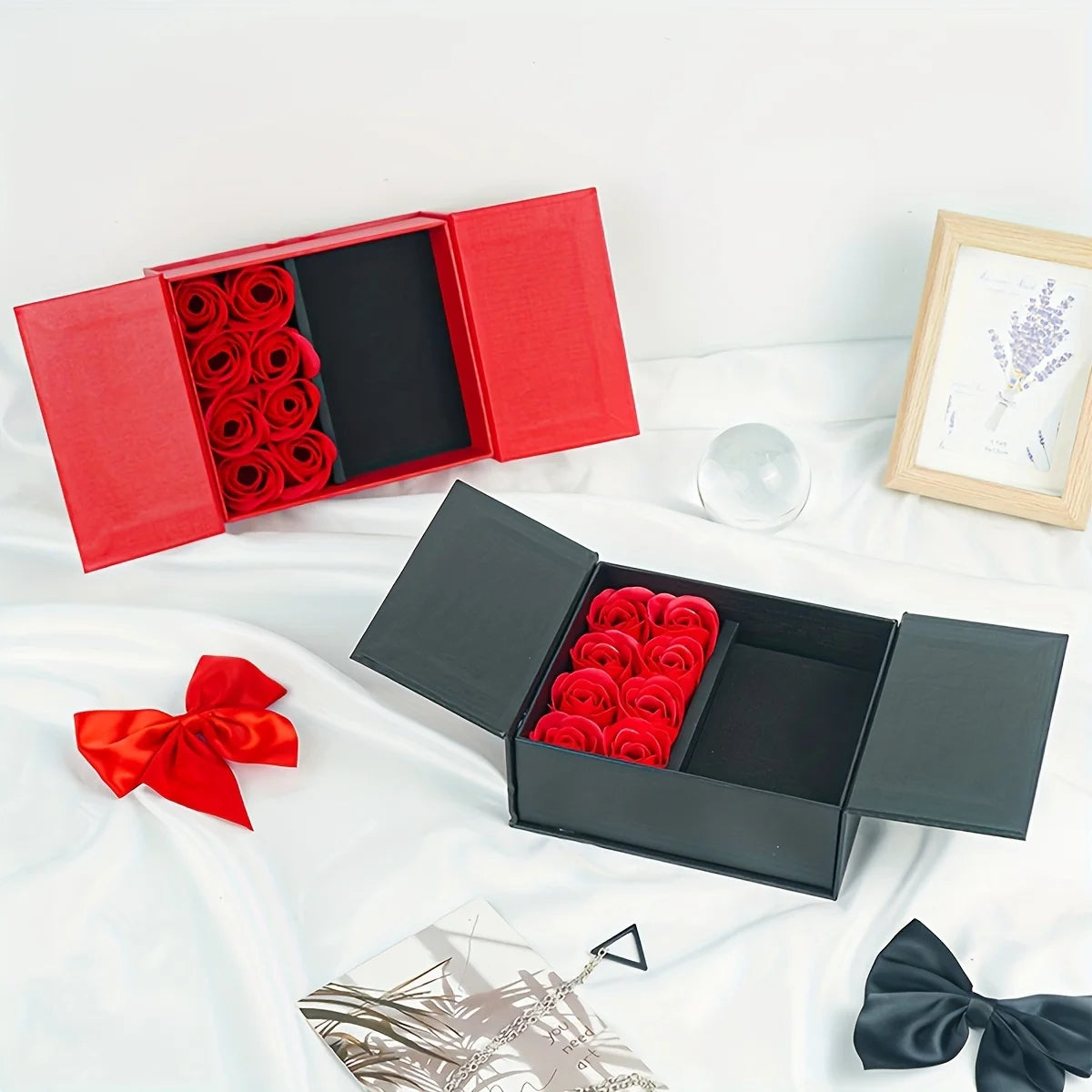 Valentine's Day Rose Flower Kraft Paper Jewelry Gift Box