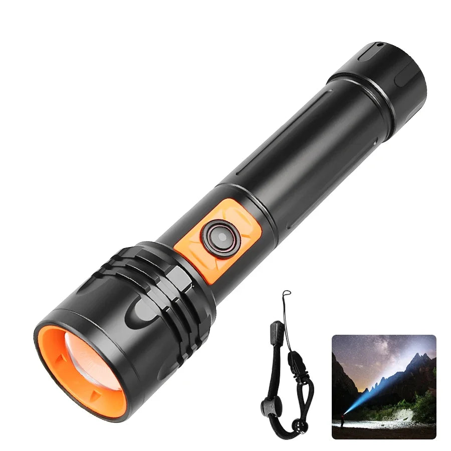 Zoomable LED Flashlight USB-C Rechargeable Aluminum Torch