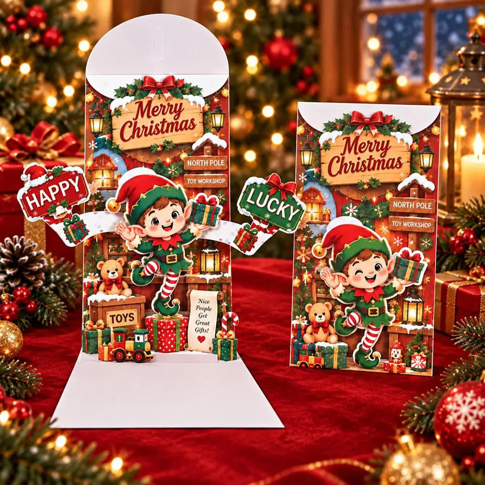 Pop-Up 3D Christmas Money Card – Santa & Snowman Gift Holder