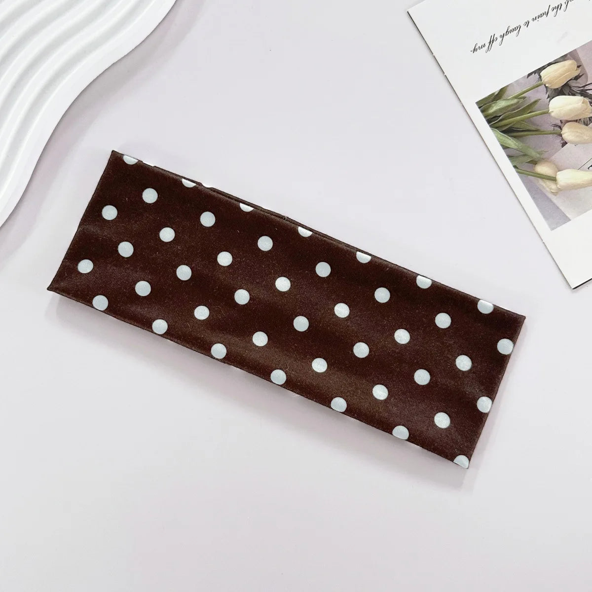 Y2K Boho Polka Dot Wide Headband – Women's Stretch Hair Wrap