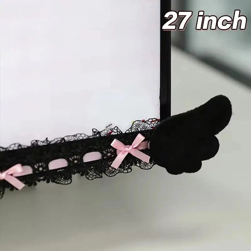 Monitor Decor Strip Sticker – Black Bow Lace Wings Design