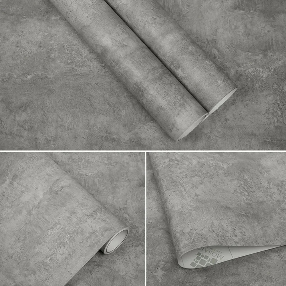 PVC Concrete Contact Paper 40x900cm | Grey 3D Textured Wallpaper