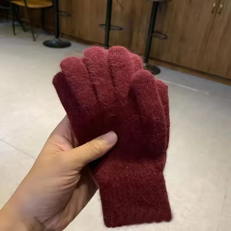 Women's Thick Cashmere Knit Winter Gloves – Full Finger Warm